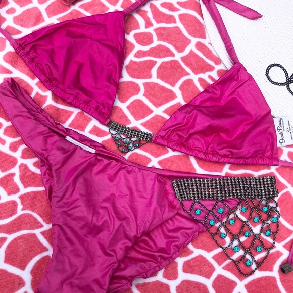 SOLD/// NWT beach bunny bikini Fly Me To the moon in pink extremely RARE; L set - Picture 7 of 16